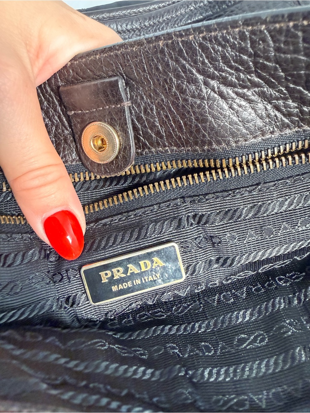 Prada Black Nylon and Brown Leather Shoulder Bag - Picture 10 of 11